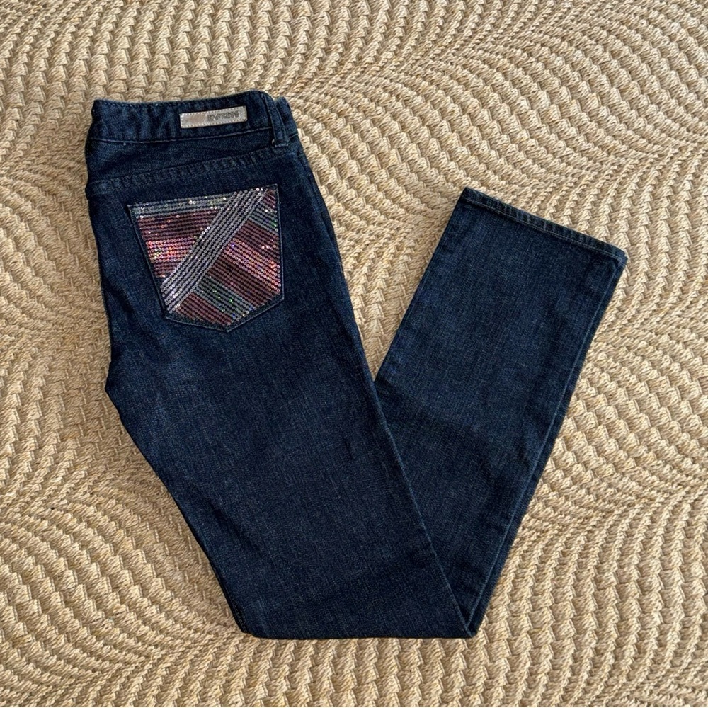 Women’s 6 Express Dark Indigo Jeans with Sparkling Pocket Stella Pants Straight